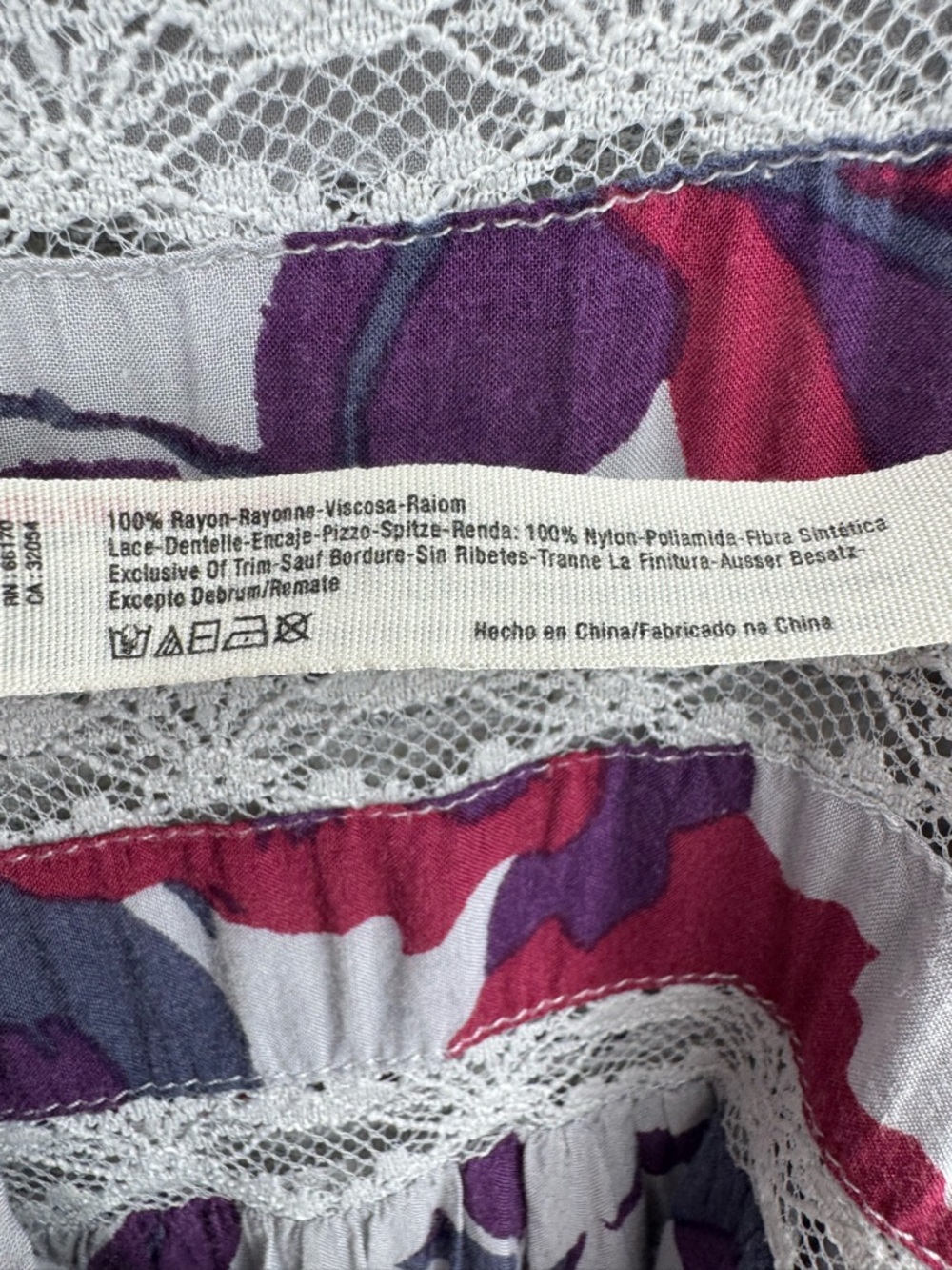 Free People Voile & Lace Trapeze Slip Dress Gray Red Floral Boho Size Small - Picture 8 of 14